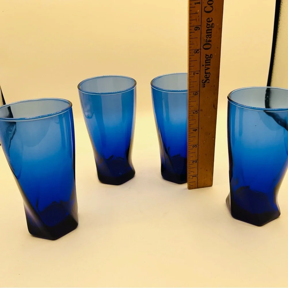 Blue Modern Tumbler Glasses - Set of 4
